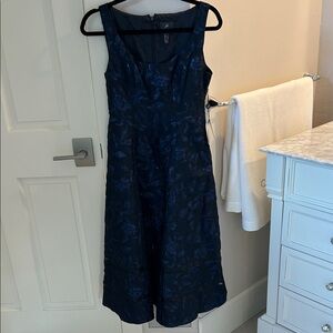 Adrianna Papell Midnight Blue Textured Midi Dress